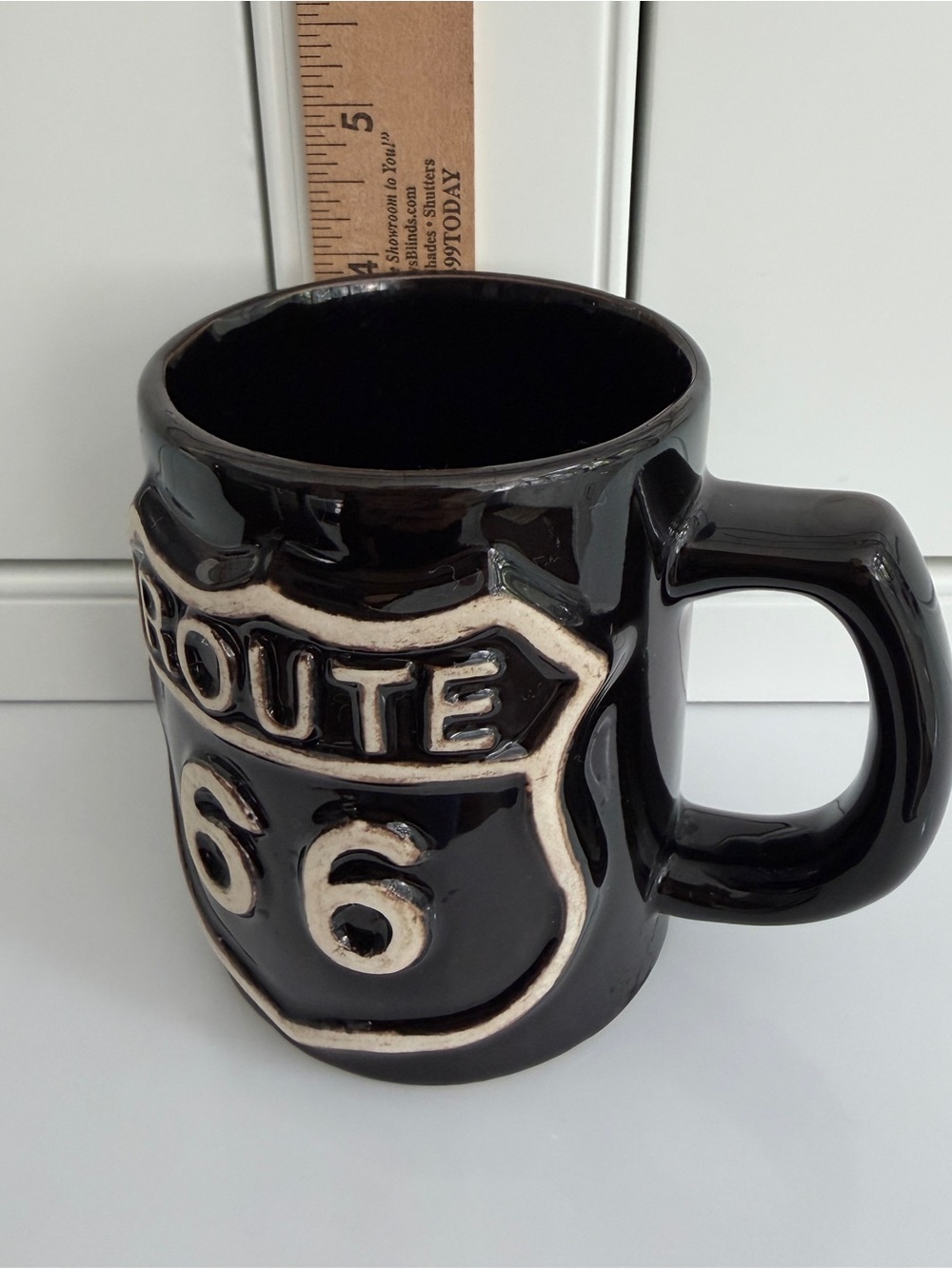 Route 66 Coffee Mug stoneware black Shield Logo 12 oz Vintage 90s - Picture 7 of 8